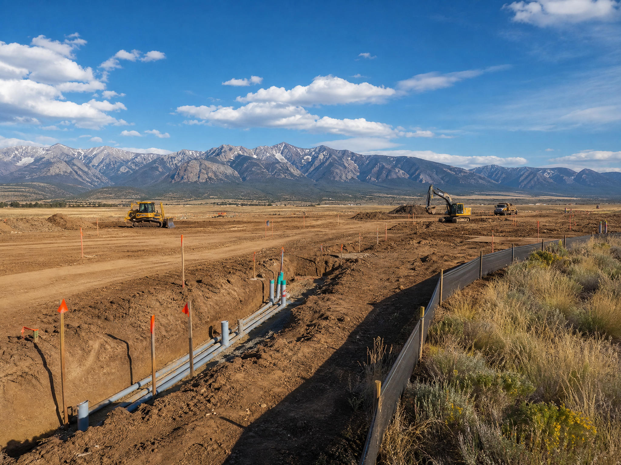 Projected early phase: raw Colorado acreage with site preparation and utility work